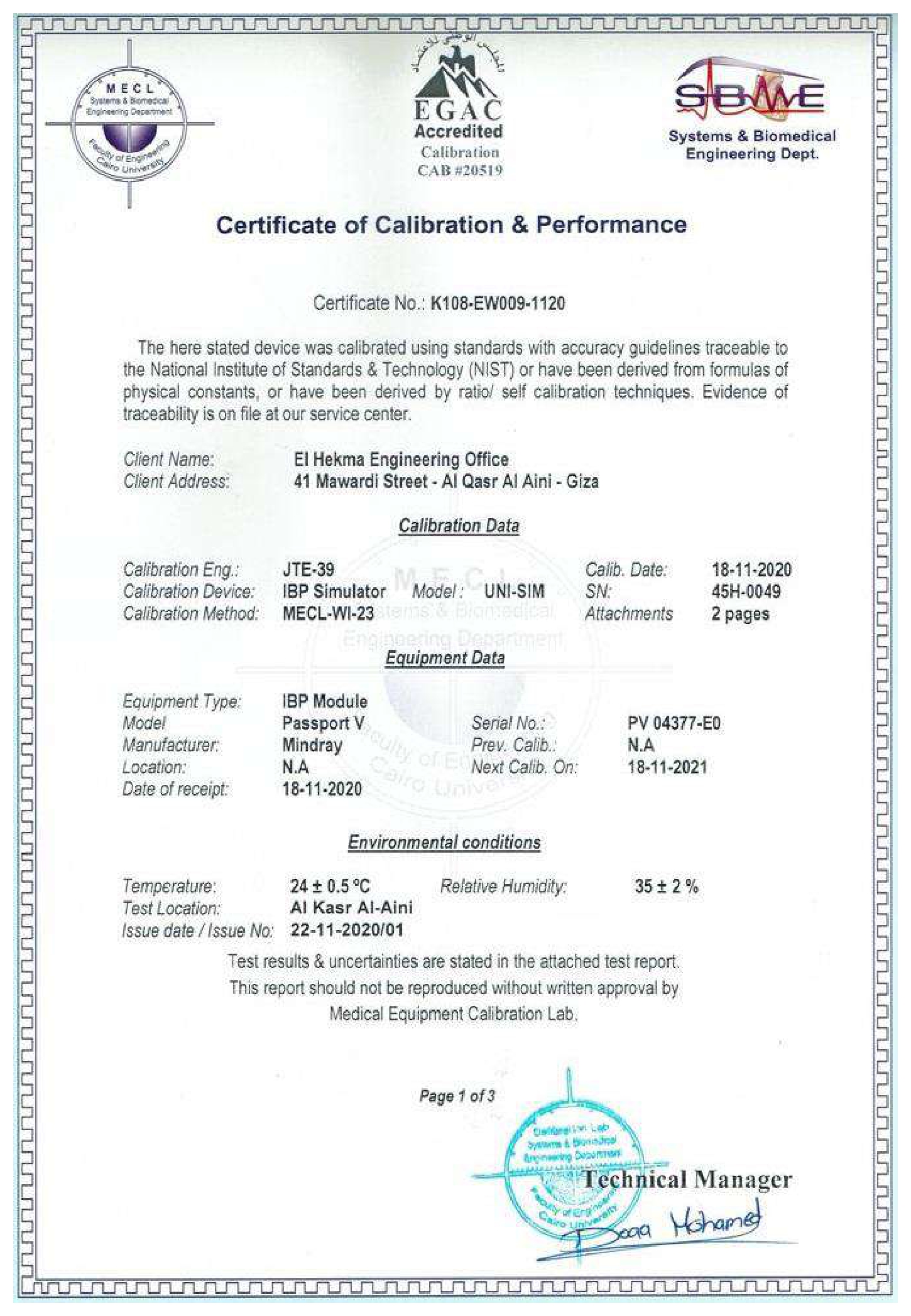EGAC — Calibration & Performance